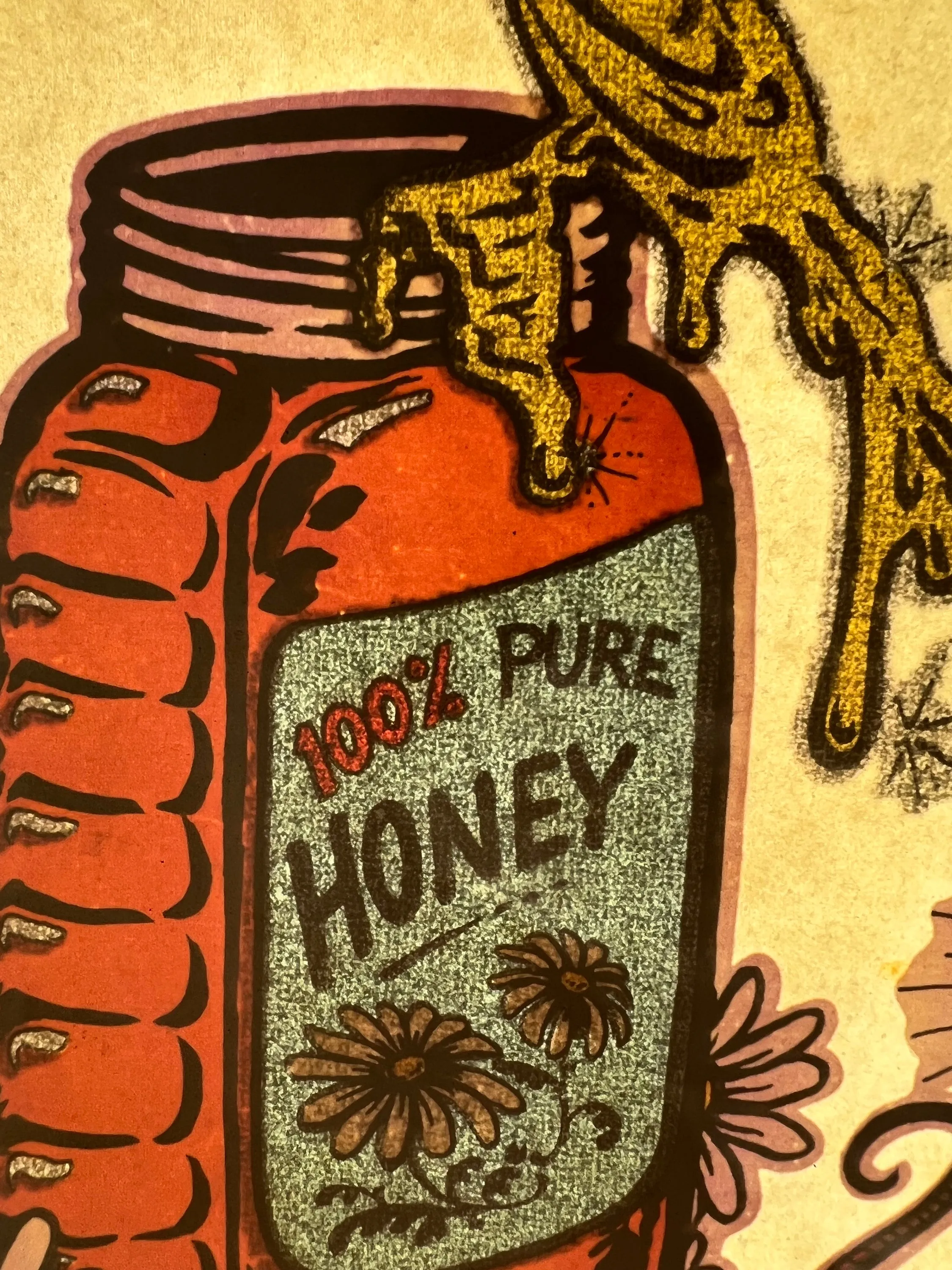 100% Pure Honey Vintage Iron On Heat Transfer