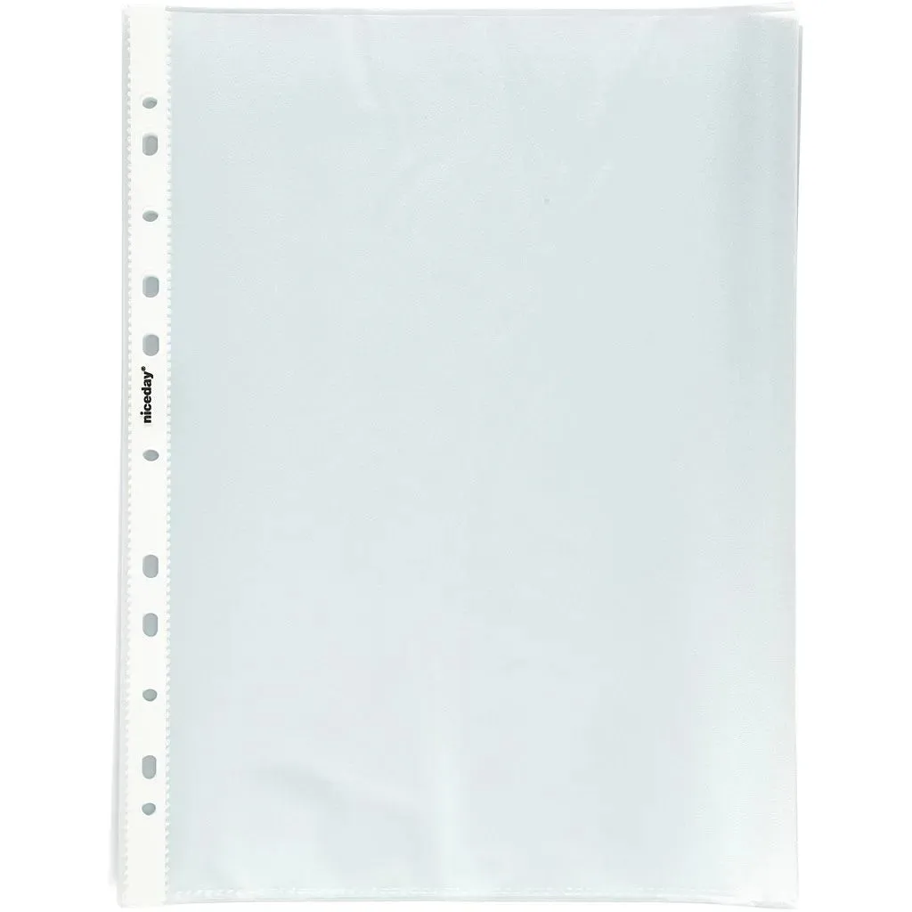 100 x A4 Plastic Pockets Wallets Sleeves Punched Plastic Polly Folders Filing