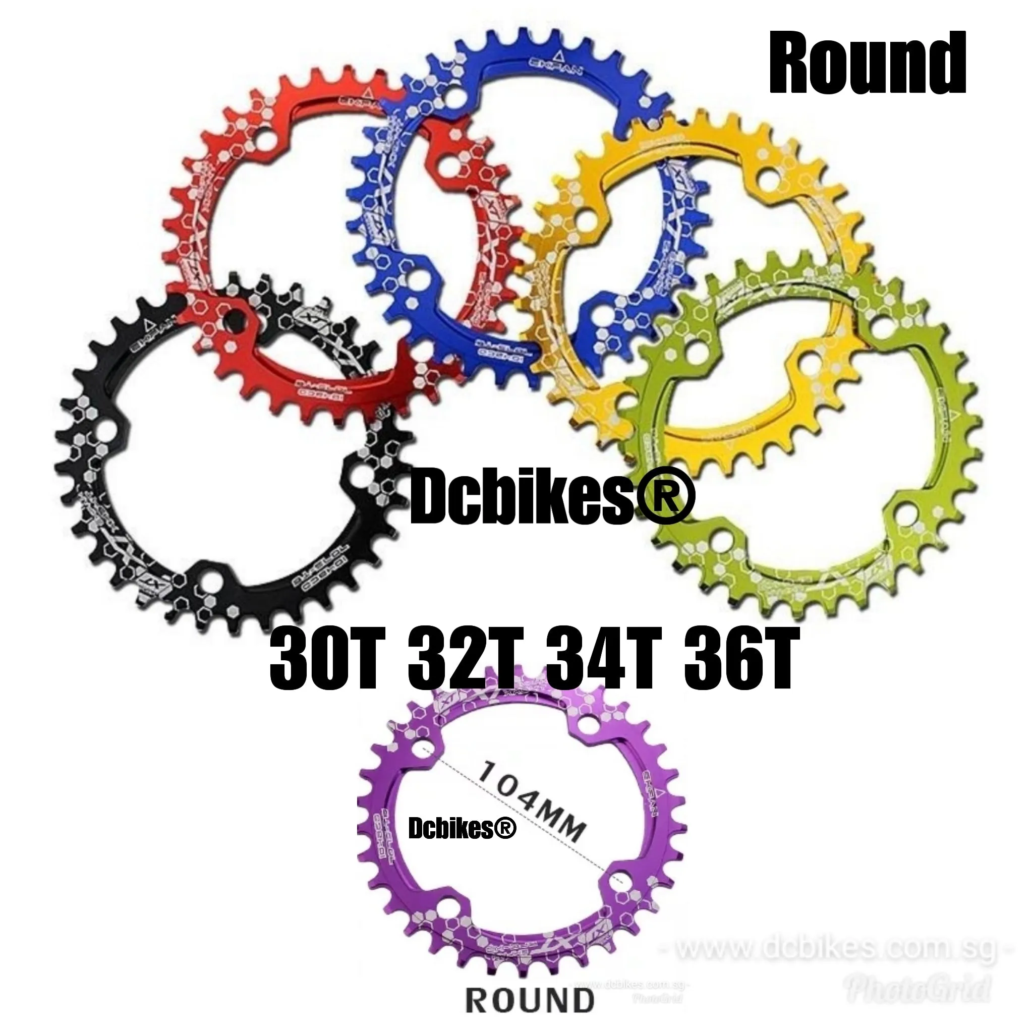 104bcd ROUND Narrow Wide Chain Ring Single Speed Anodized