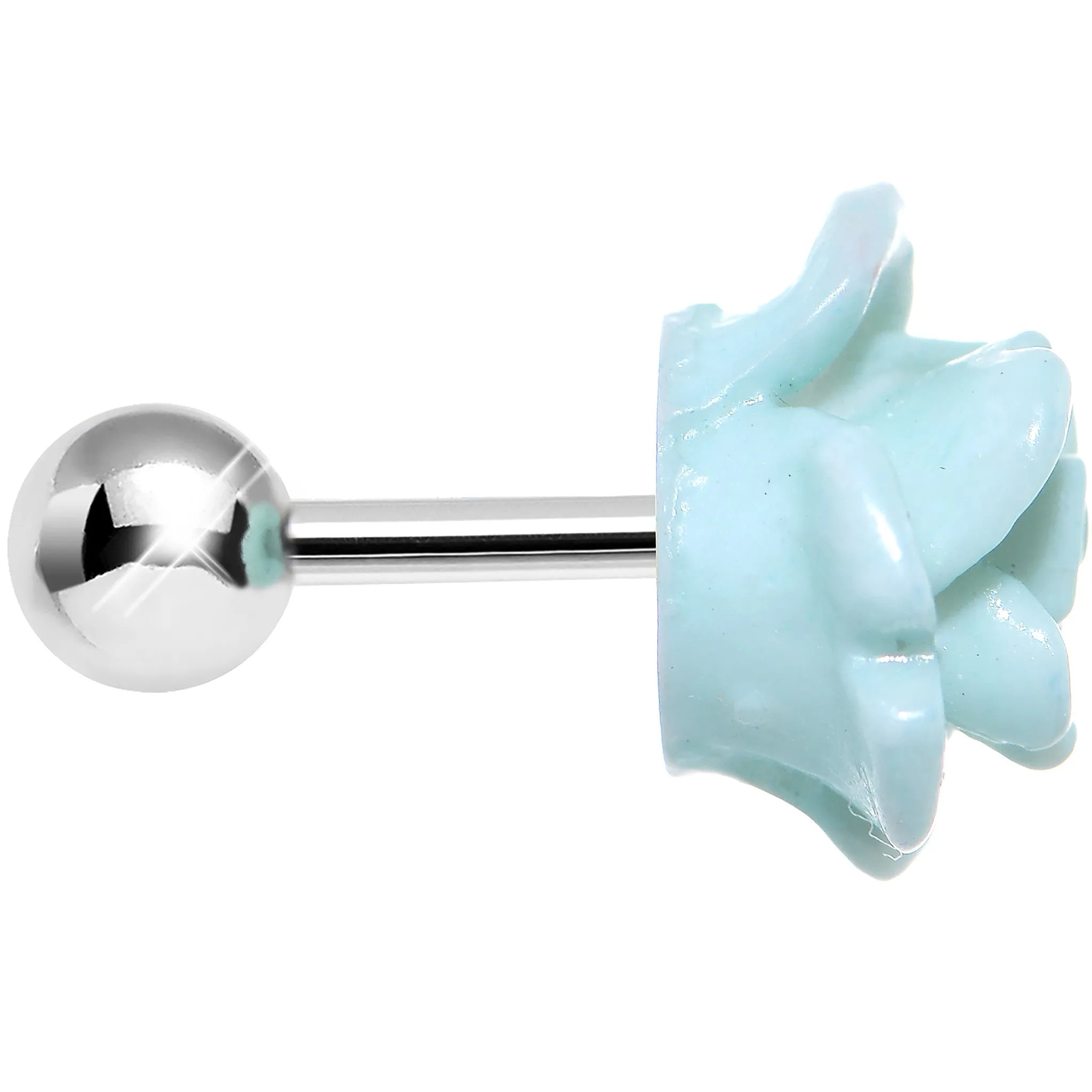 16 Gauge Mint Green Courtship Rose Cartilage Tragus Earring