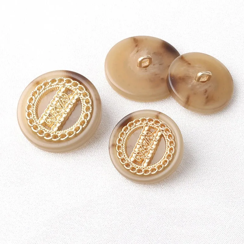 16/21/25mm Metal Resin Double Tone Round Shank Buttons 15 Pack
