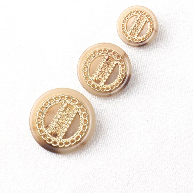 16/21/25mm Metal Resin Double Tone Round Shank Buttons 15 Pack