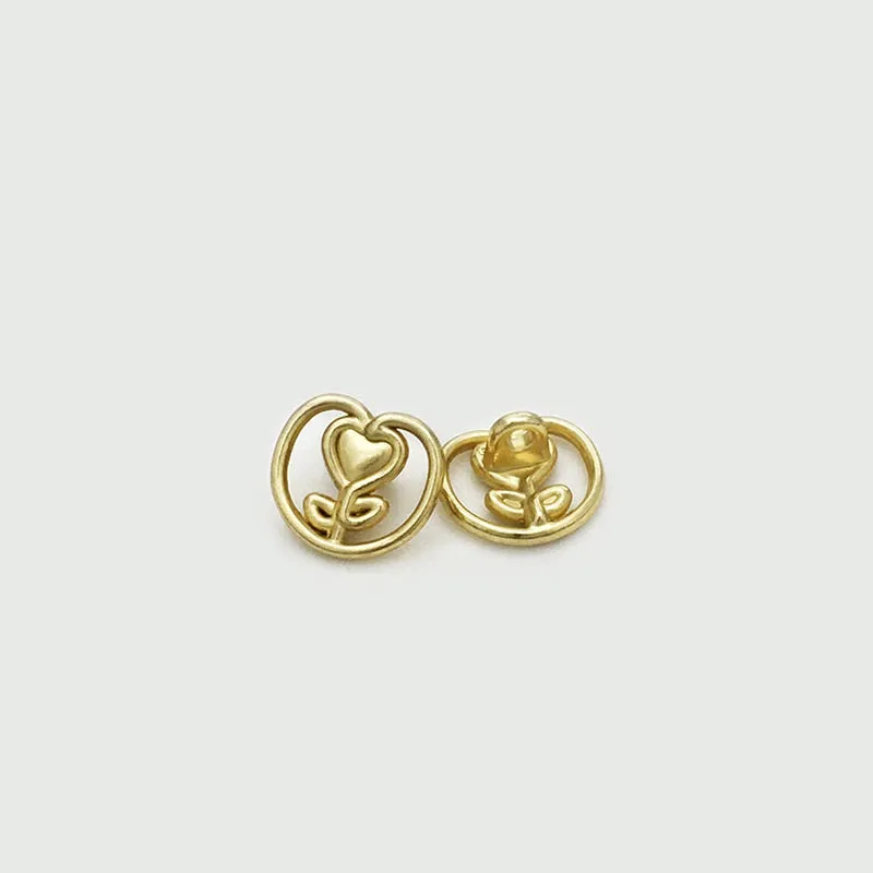 17.5/22.5mm Gold & Silver Heart Tulip Metal Buttons 12pcs