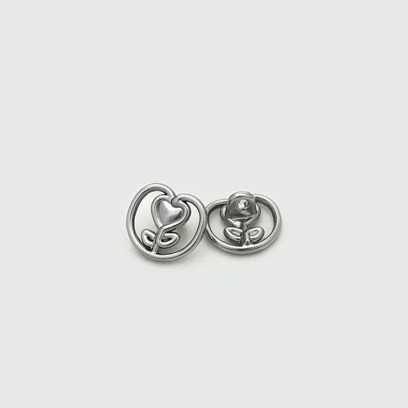 17.5/22.5mm Gold & Silver Heart Tulip Metal Buttons 12pcs