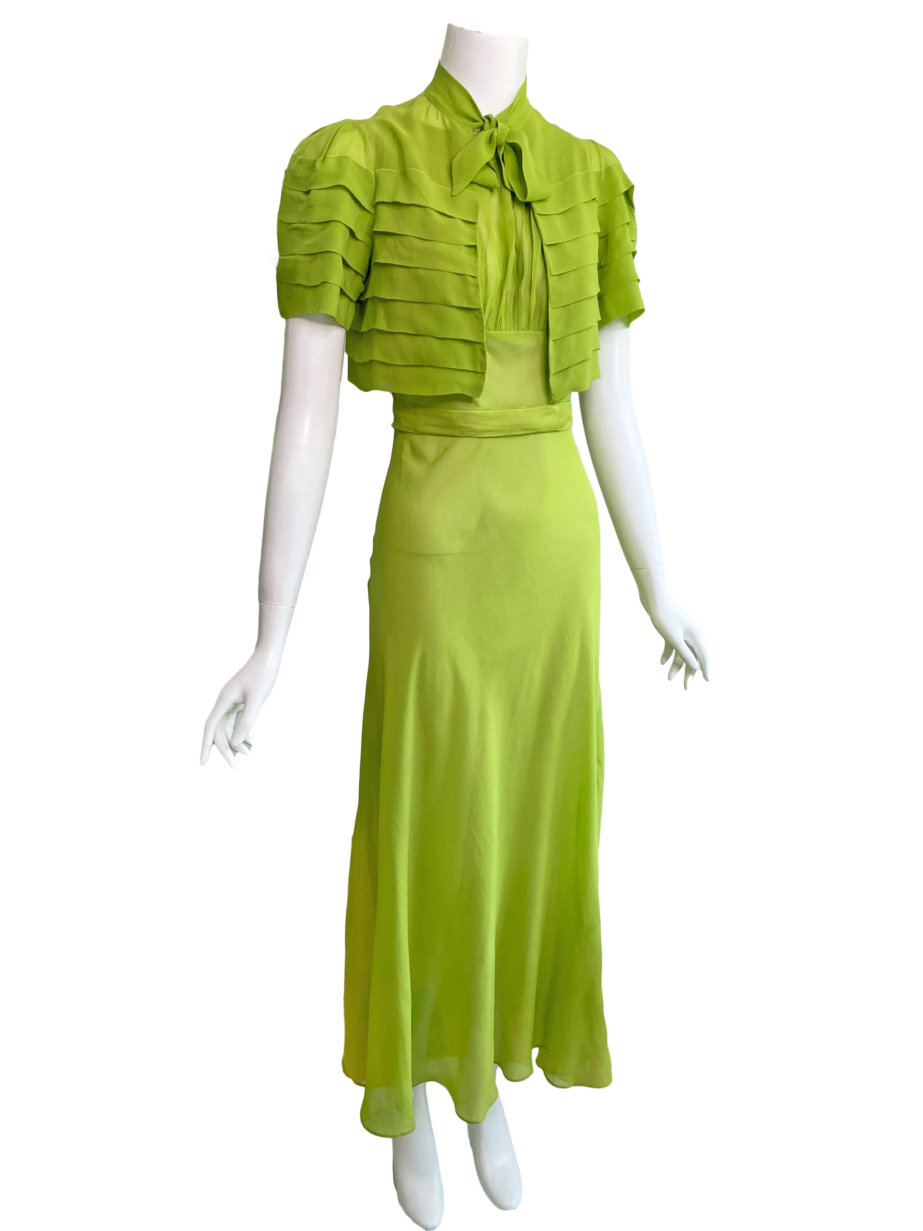 1930s Deco Silk Dress & Jacket Set