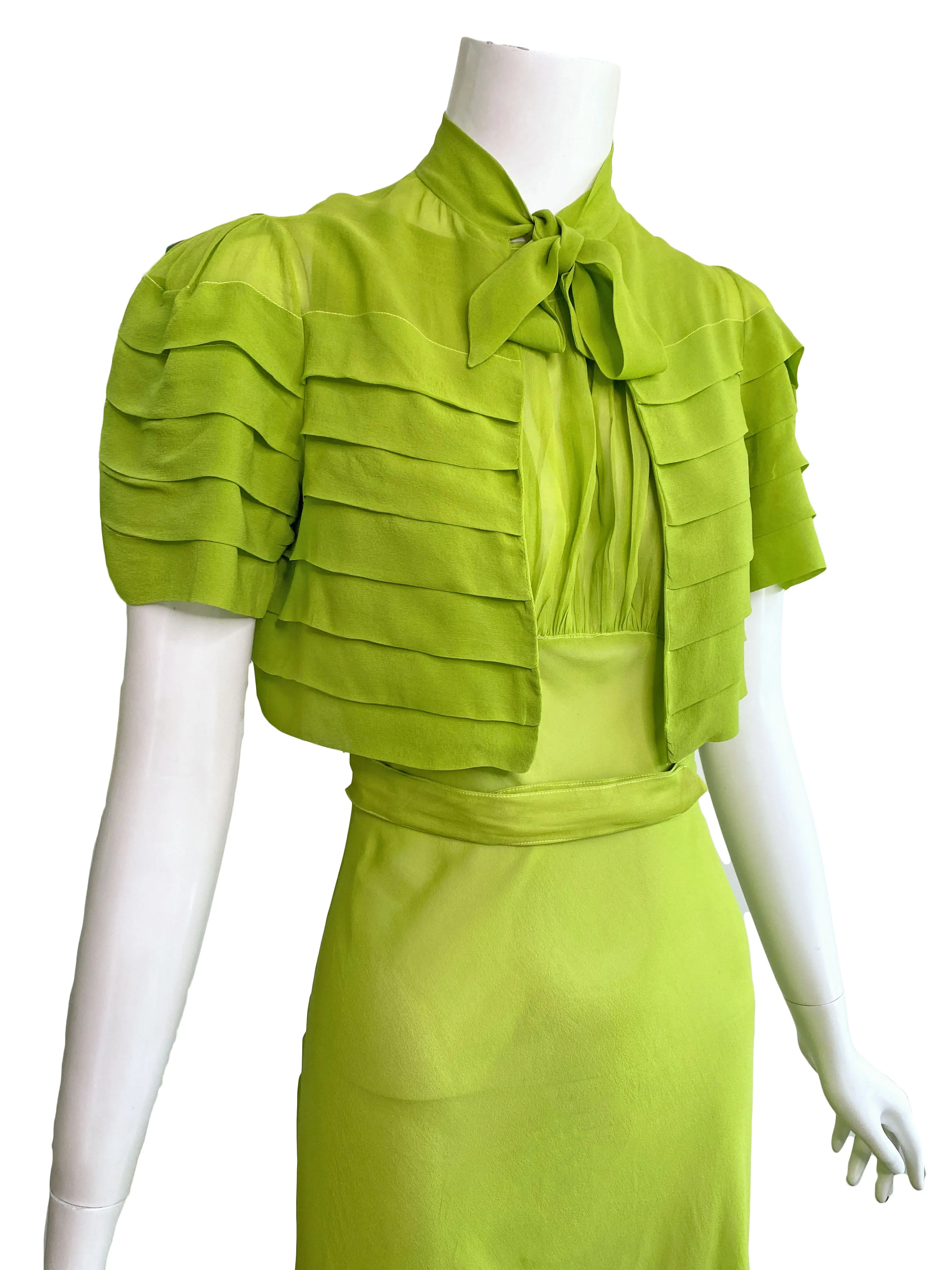 1930s Deco Silk Dress & Jacket Set