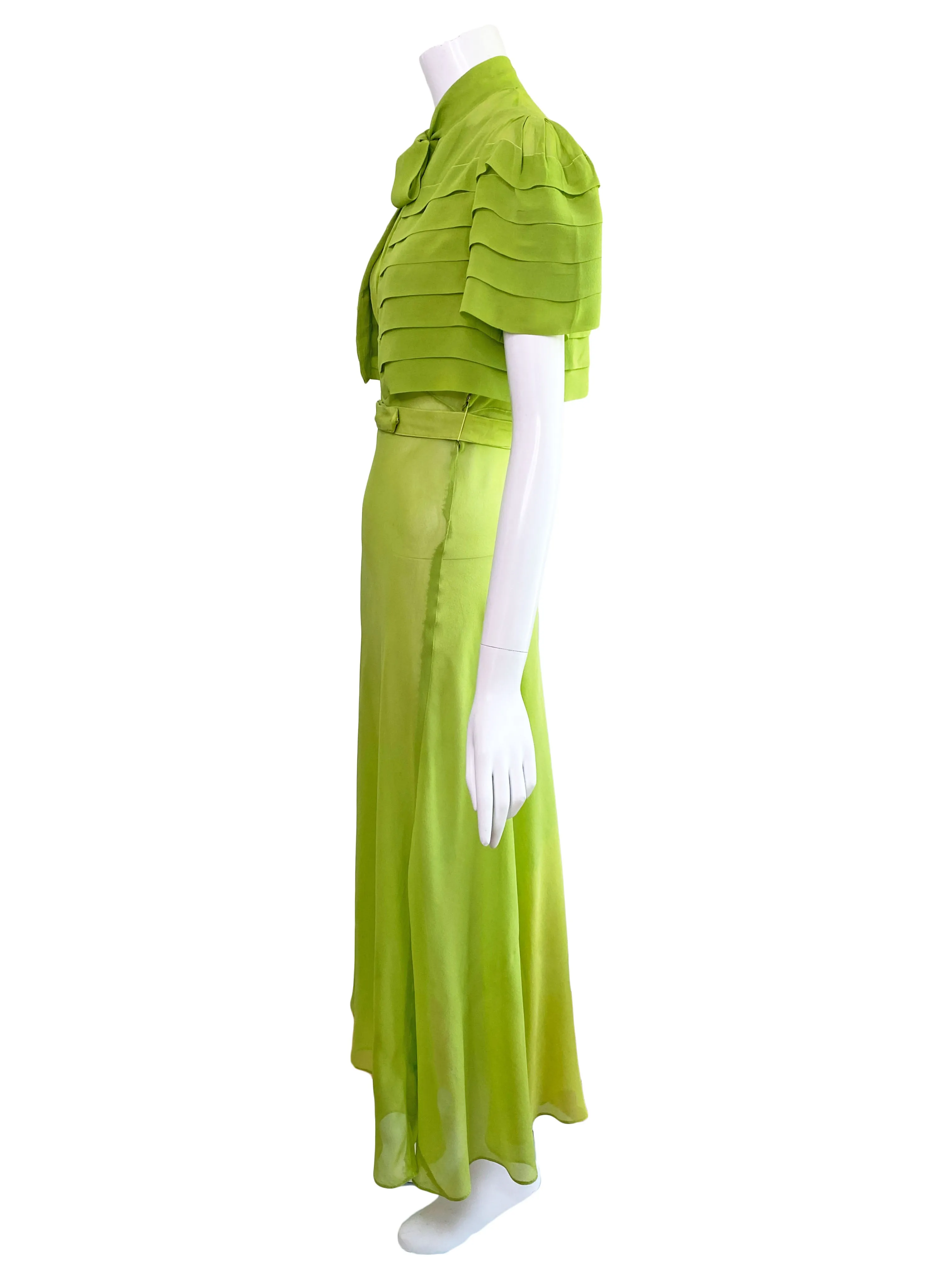 1930s Deco Silk Dress & Jacket Set