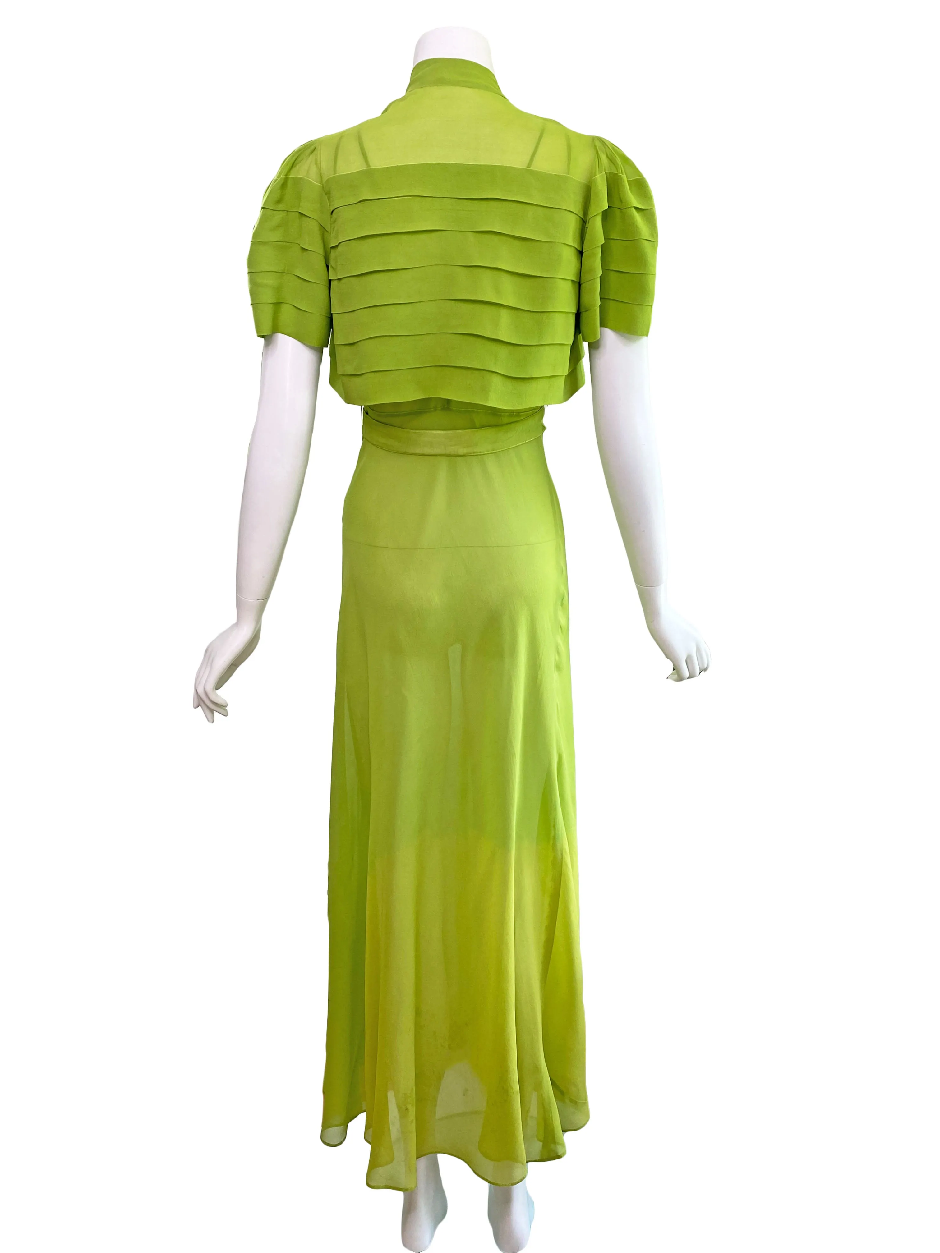 1930s Deco Silk Dress & Jacket Set