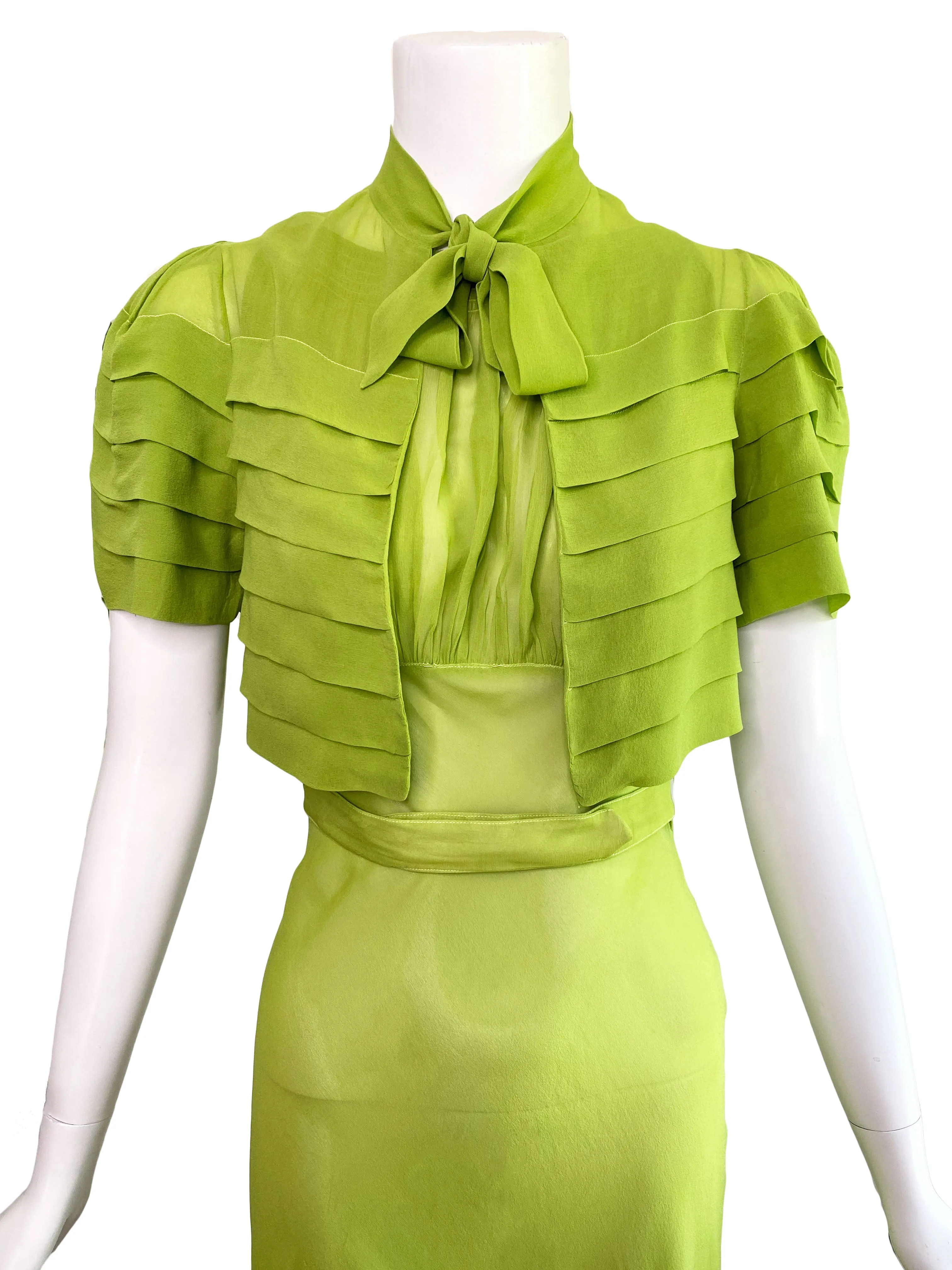 1930s Deco Silk Dress & Jacket Set