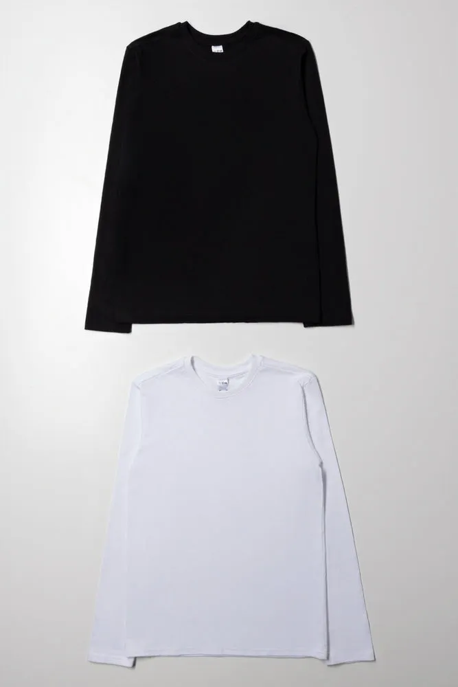 2 Pack Long Sleeve T-Shirts White And Black