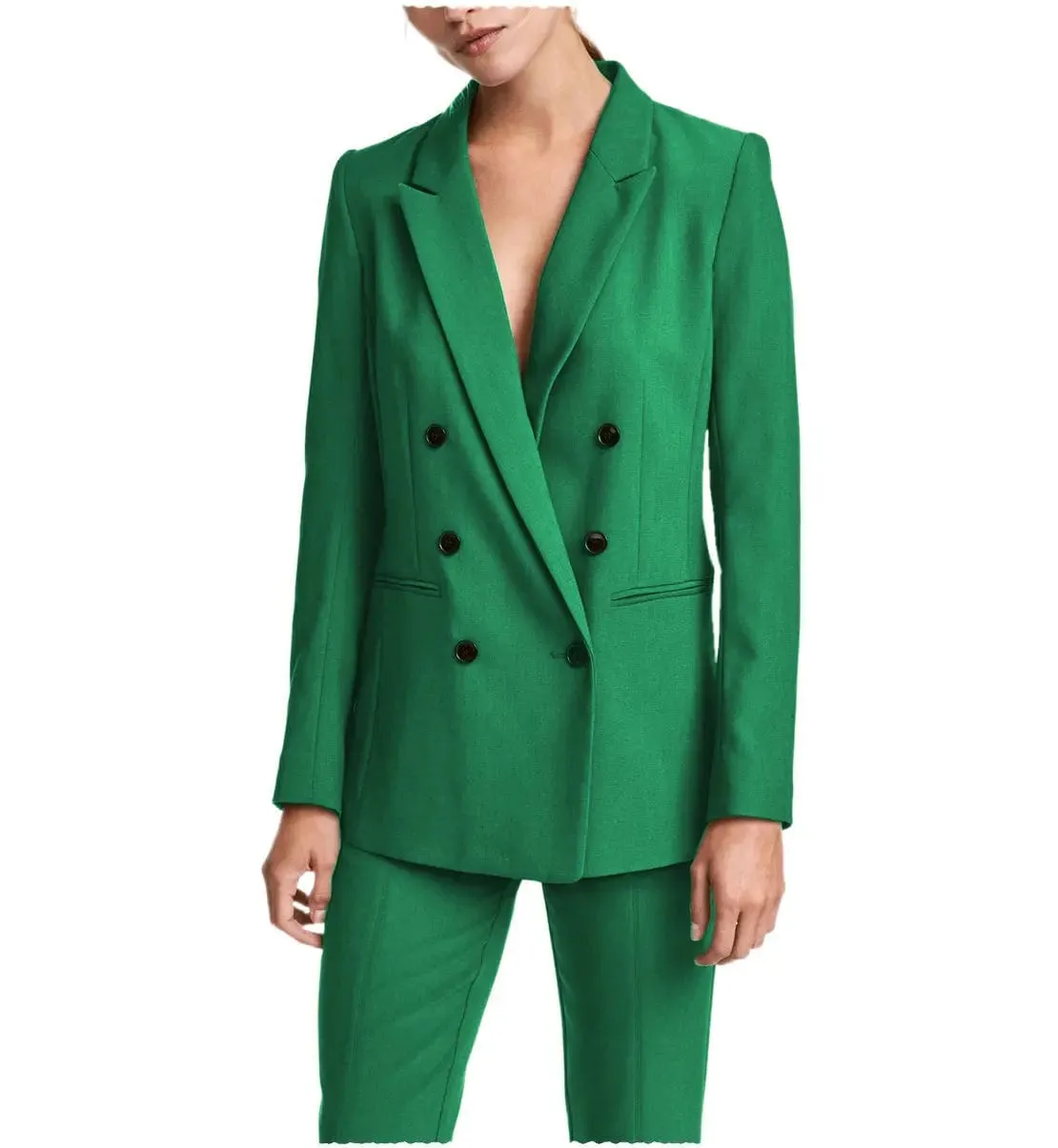 2 Pieces Double Breasted Notch Lapel Women Suit（Blazer Pants）