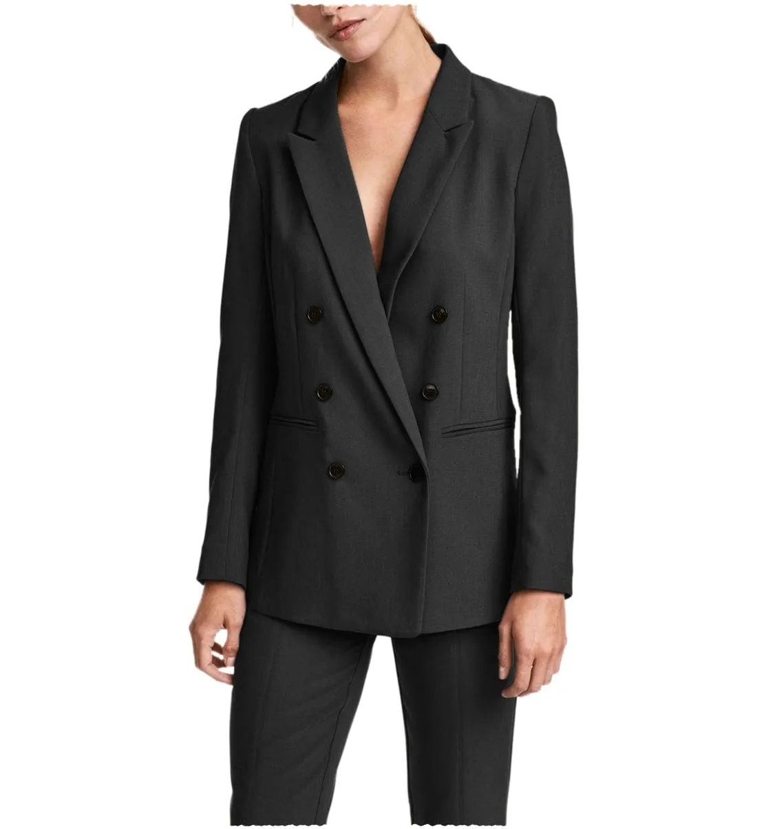 2 Pieces Double Breasted Notch Lapel Women Suit（Blazer Pants）
