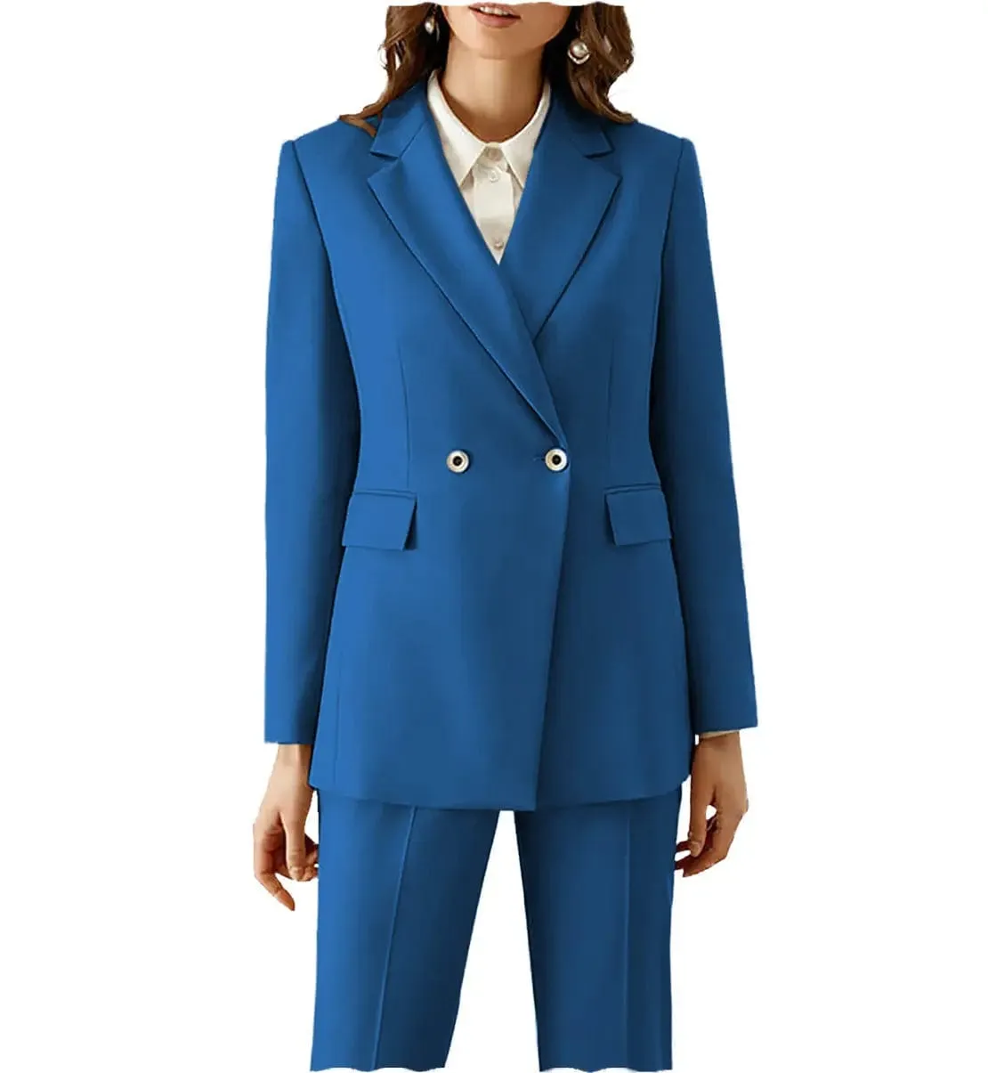 2 Pieces Peak Lapel Fashion Women Suit (Blazer Pants)