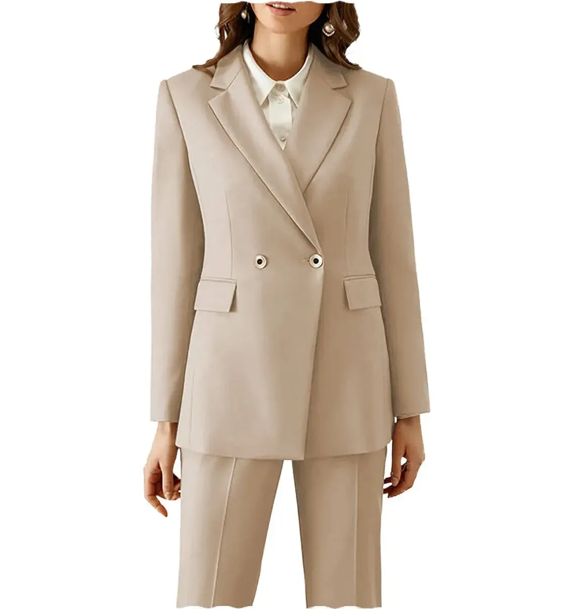 2 Pieces Peak Lapel Fashion Women Suit (Blazer Pants)