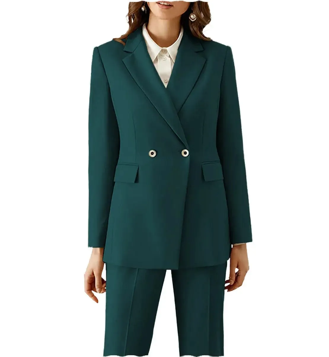 2 Pieces Peak Lapel Fashion Women Suit (Blazer Pants)