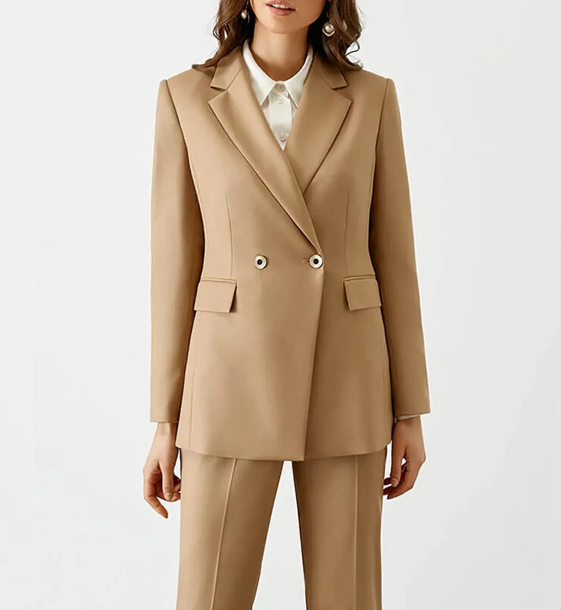 2 Pieces Peak Lapel Fashion Women Suit (Blazer Pants)