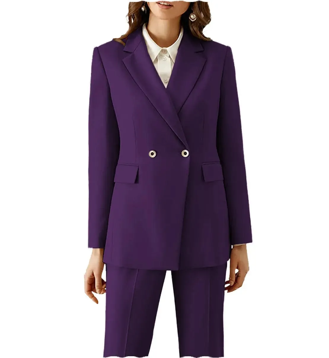 2 Pieces Peak Lapel Fashion Women Suit (Blazer Pants)