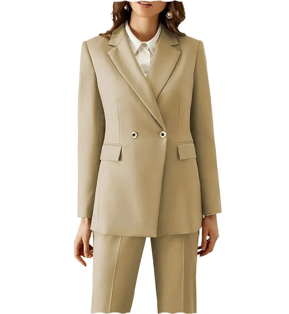 2 Pieces Peak Lapel Fashion Women Suit (Blazer Pants)