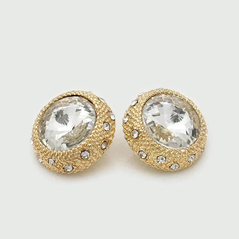 21mm Gold Crystal Metal Buttons for Sweaters Jackets 10pcs