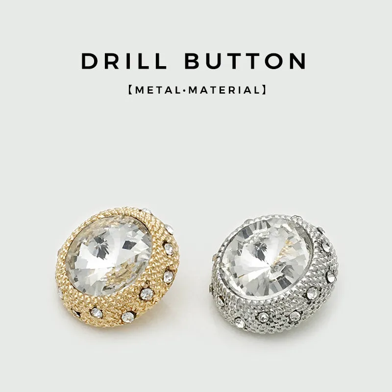 21mm Gold Crystal Metal Buttons for Sweaters Jackets 10pcs