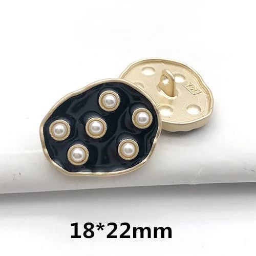 22mm Metal Pearl Rhinestone Round Decorative Buttons for Coats 12pcs