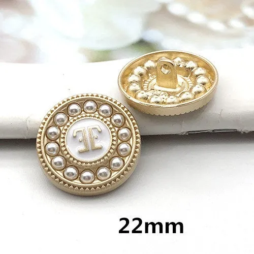 22mm Metal Pearl Rhinestone Round Decorative Buttons for Coats 12pcs