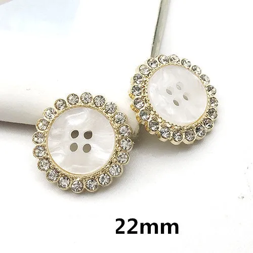 22mm Metal Pearl Rhinestone Round Decorative Buttons for Coats 12pcs