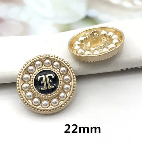 22mm Metal Pearl Rhinestone Round Decorative Buttons for Coats 12pcs