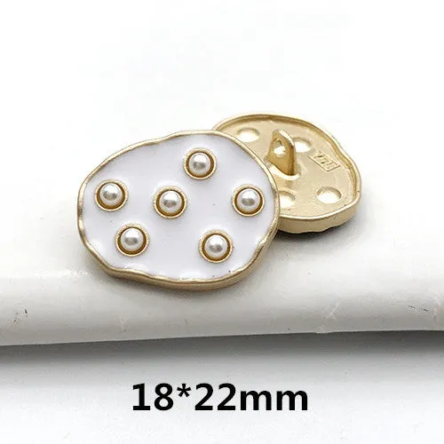 22mm Metal Pearl Rhinestone Round Decorative Buttons for Coats 12pcs