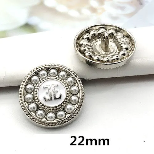 22mm Metal Pearl Rhinestone Round Decorative Buttons for Coats 12pcs
