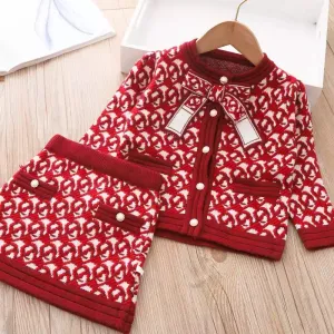 2pc Red Skirt set
