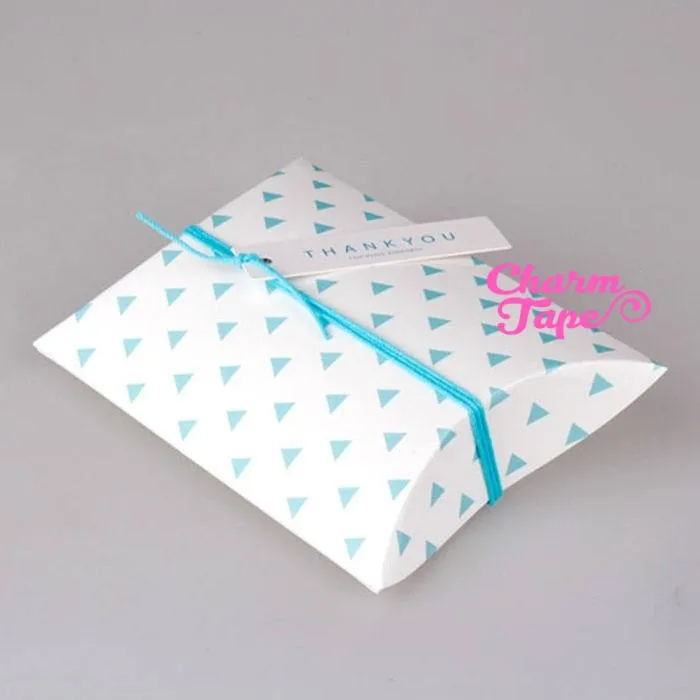5pcs Aqua Triangle Gift Box, Pillow Boxes For Candy, Treat - Party Favors Bags PB003 18.5×14.3 cm 7"x5"