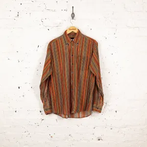 90s Striped Corduroy Shirt - Orange - L