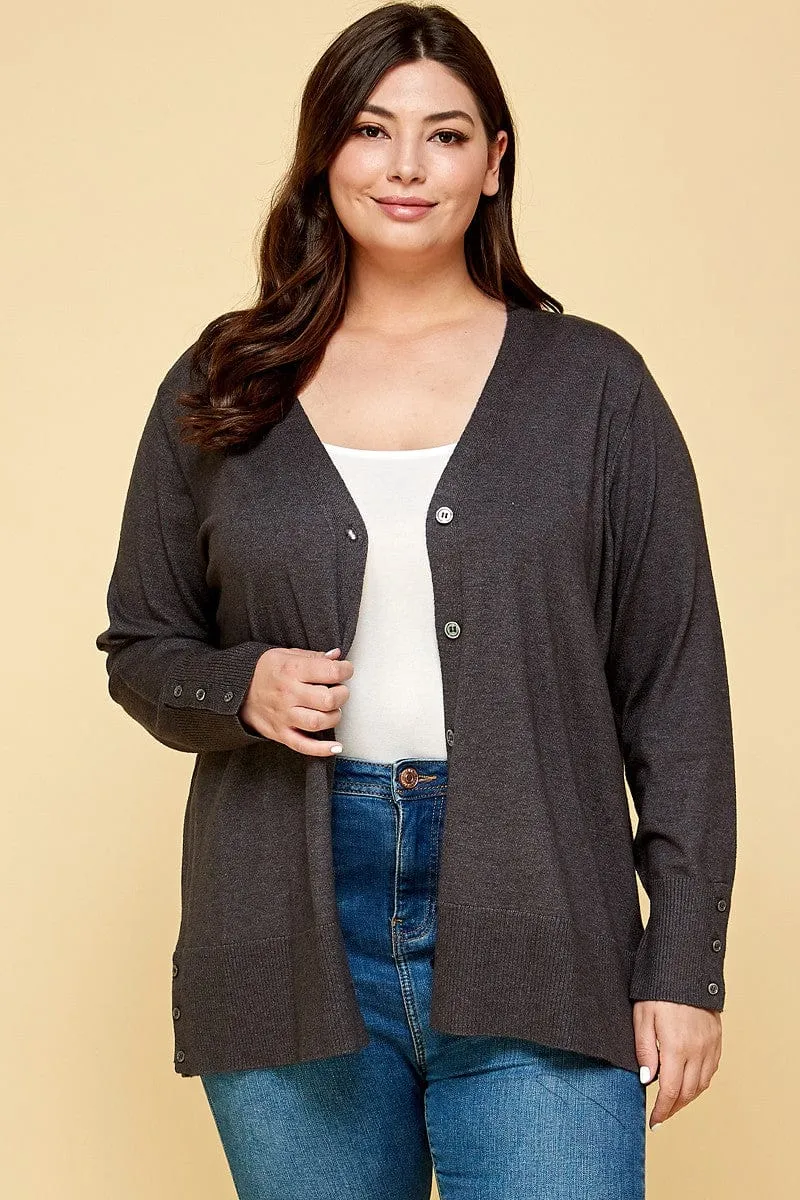 Aiden Cashmere Soft Cardigan w/Button Details (2 colors)