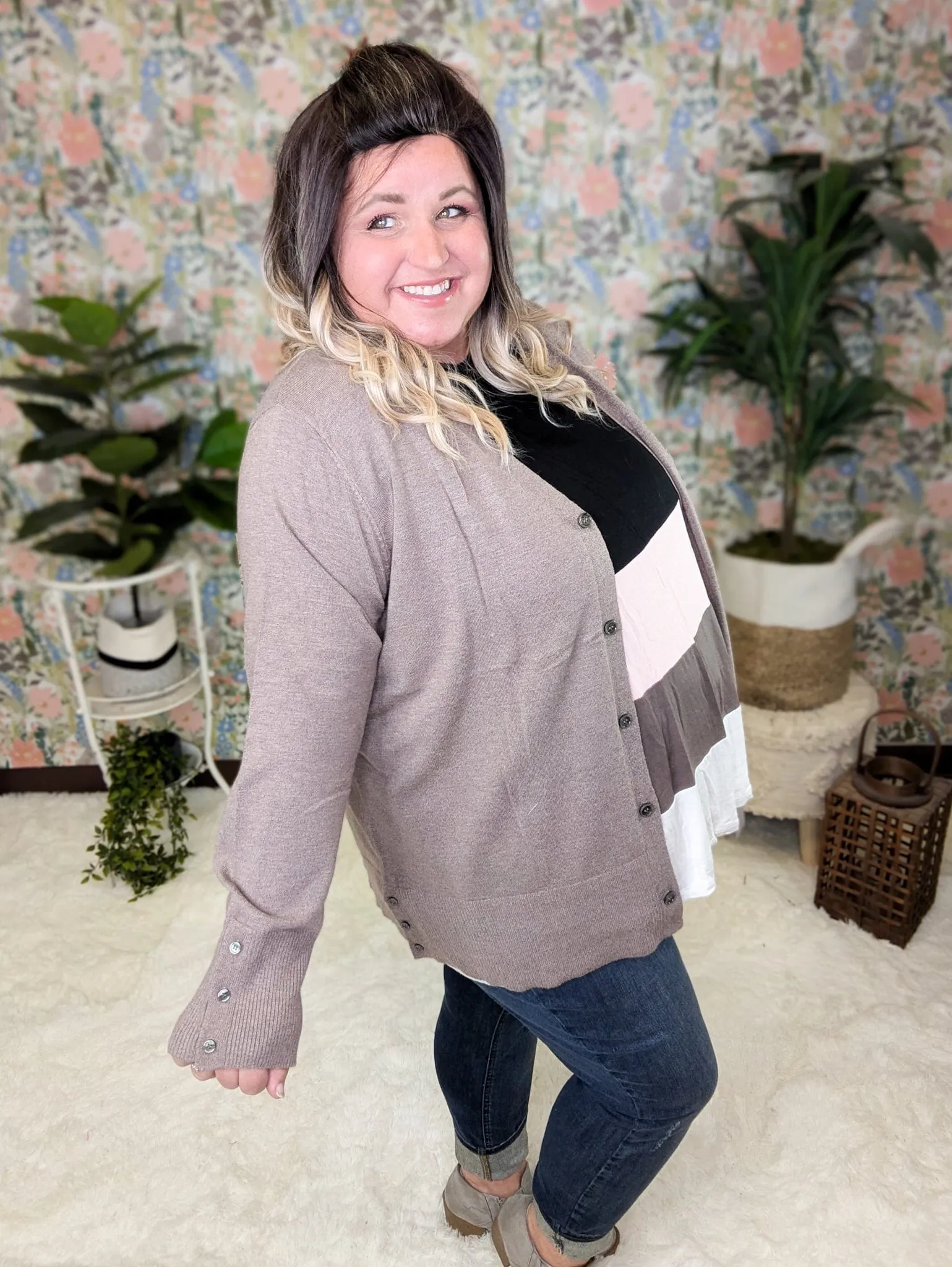 Aiden Cashmere Soft Cardigan w/Button Details (2 colors)