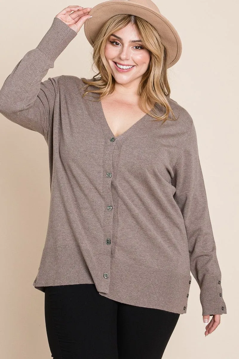 Aiden Cashmere Soft Cardigan w/Button Details (2 colors)