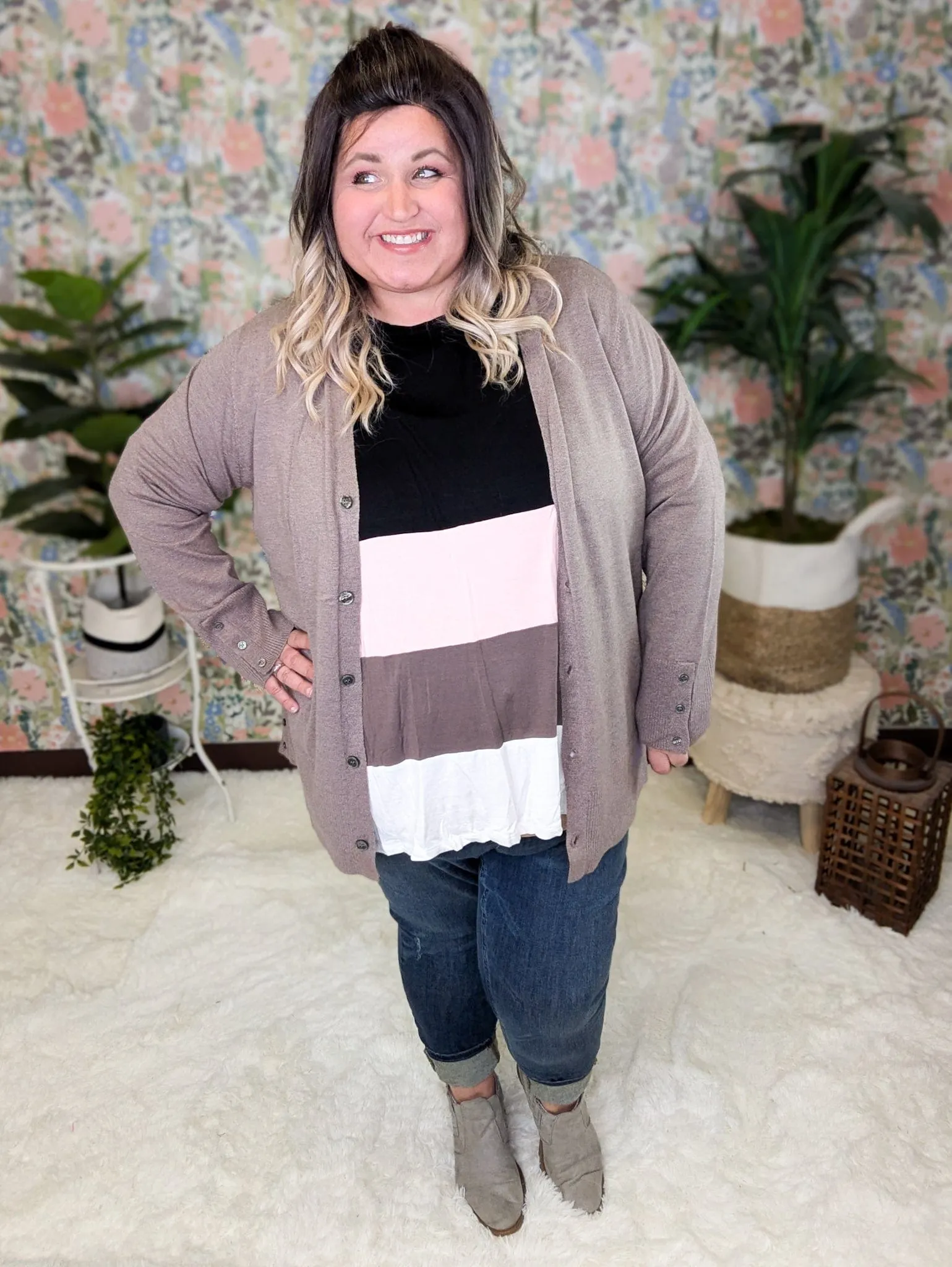Aiden Cashmere Soft Cardigan w/Button Details (2 colors)