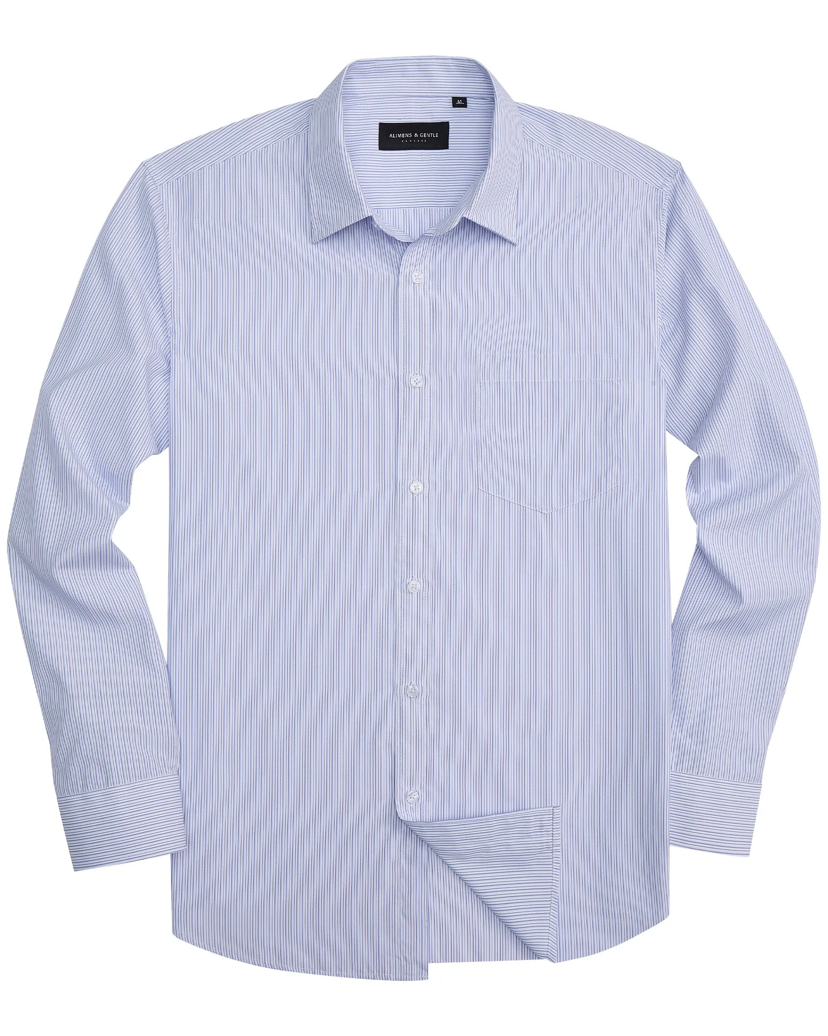 Alimens & Gentle Men's Striped Dress Shirt Button Down Regular Fit Shirts