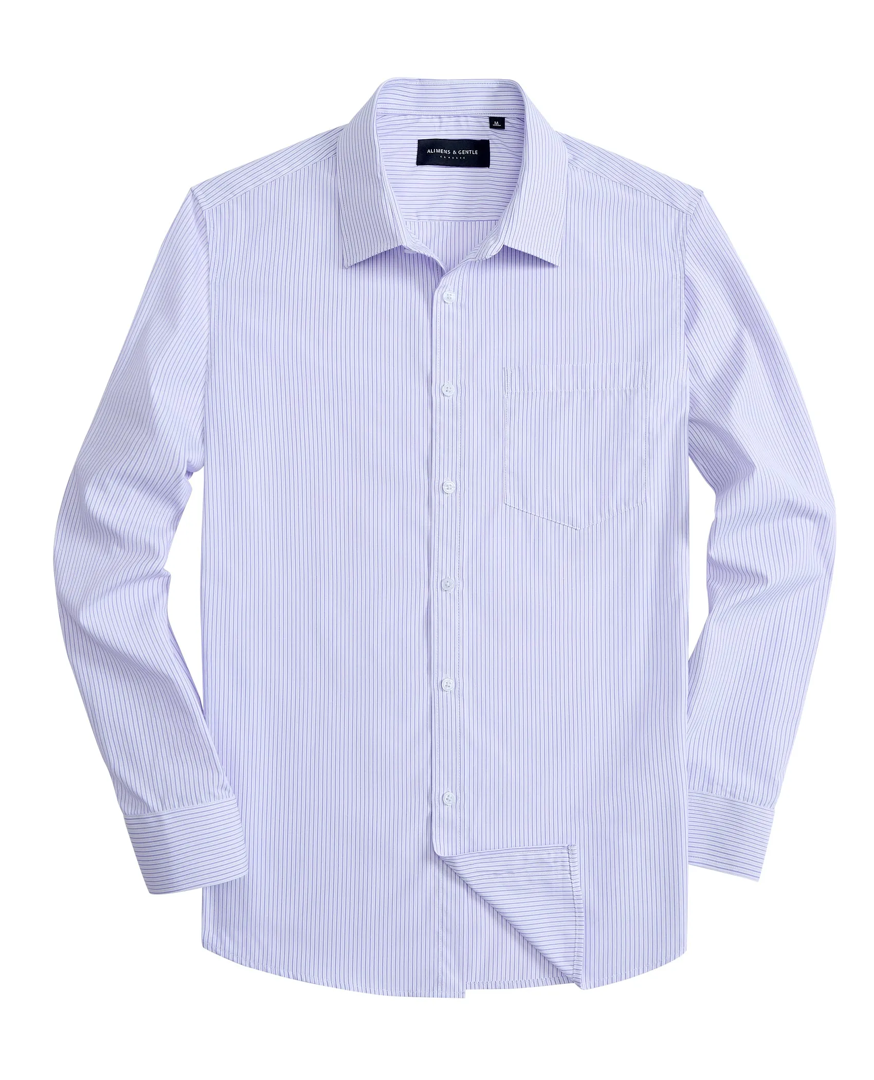 Alimens & Gentle Men's Striped Dress Shirt Button Down Regular Fit Shirts