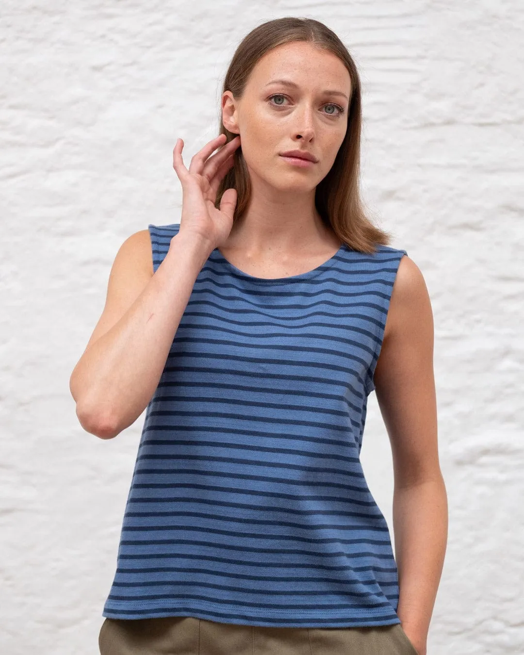 Alma Organic Cotton Striped Top | Blue Stripe
