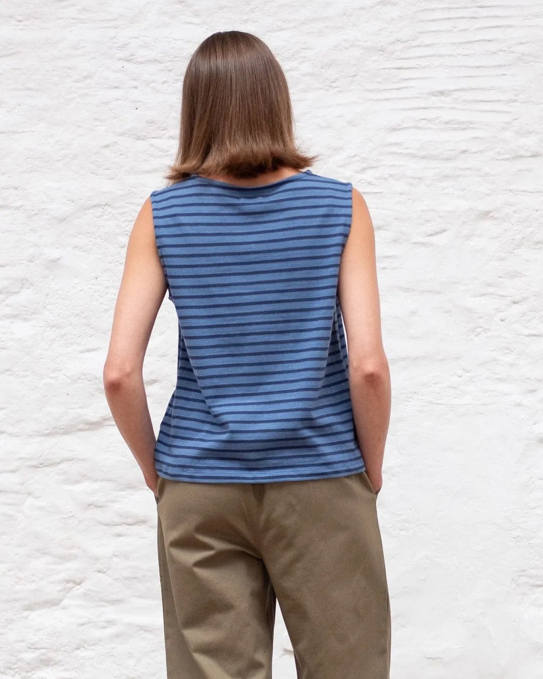 Alma Organic Cotton Striped Top | Blue Stripe