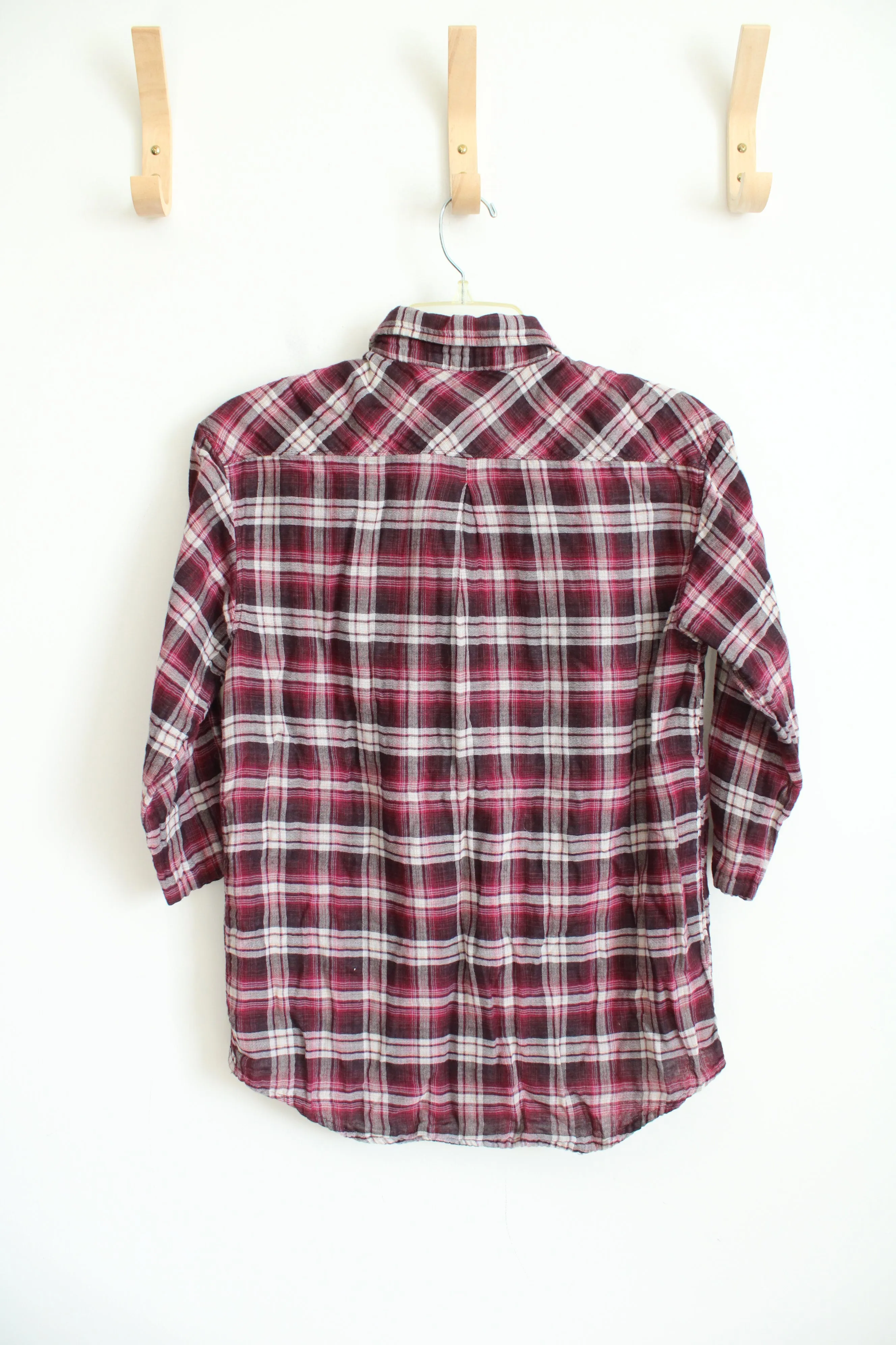 American Eagle Outfitters Boyfriend Fit Pink Plaid Button Down Top | M