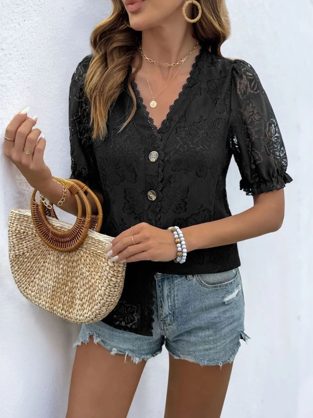 Amy Lace Button Down