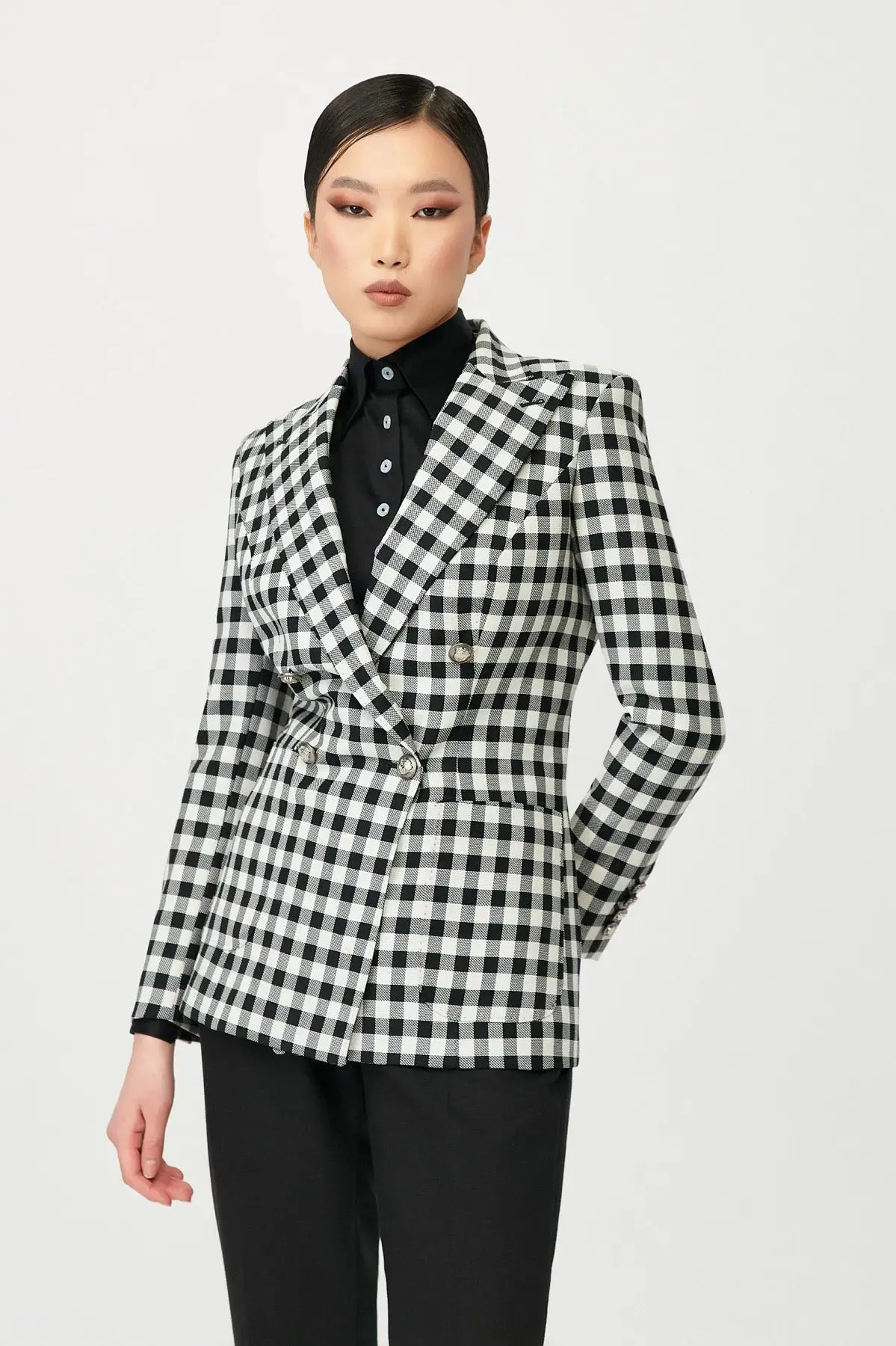 Ansley Gingham Double Breasted Blazer
