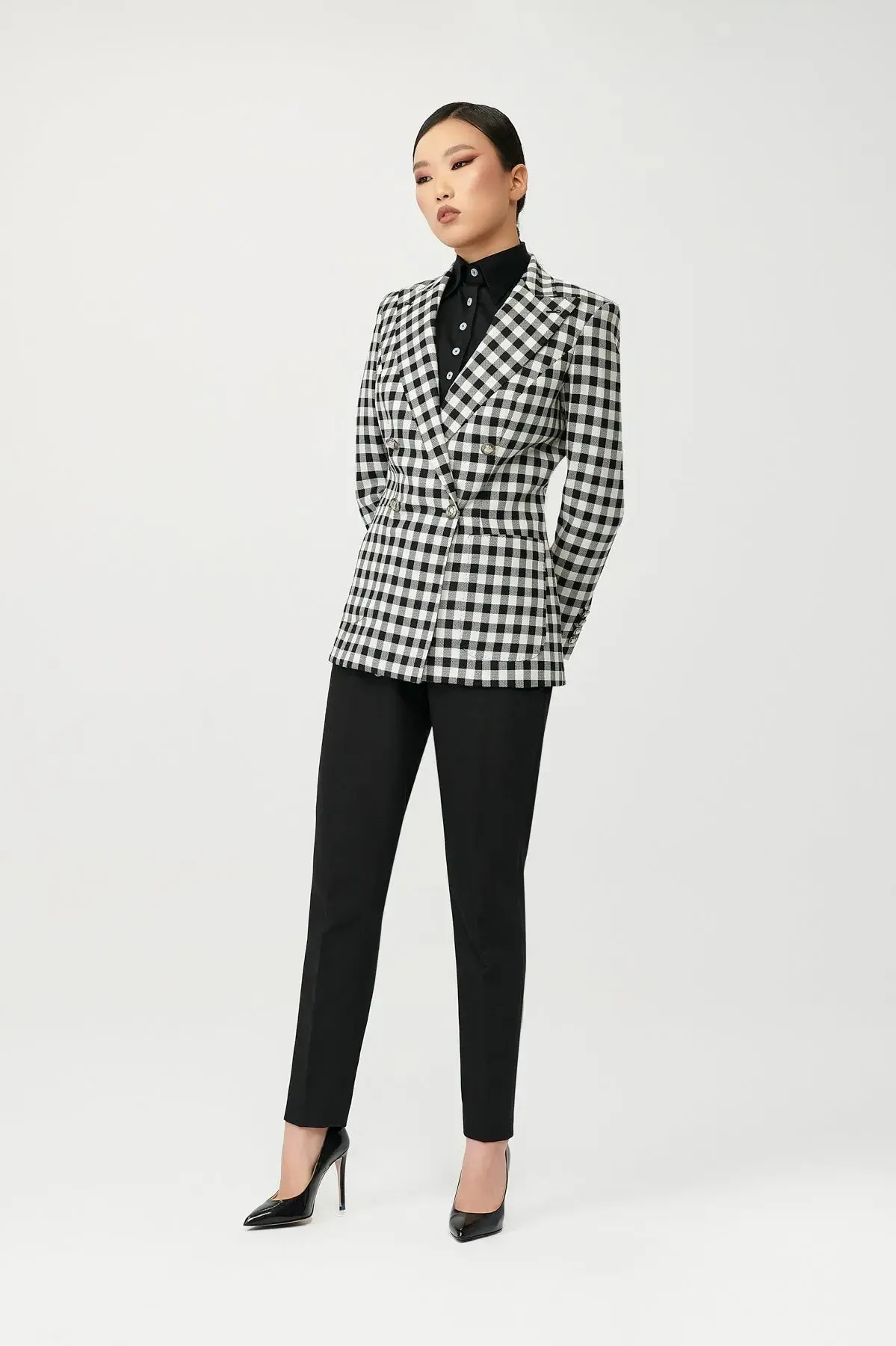 Ansley Gingham Double Breasted Blazer