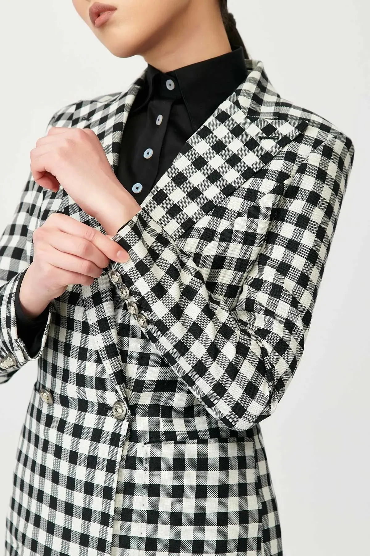 Ansley Gingham Double Breasted Blazer