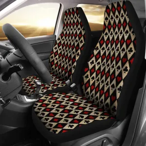 Antique Playing Card Suits Pattern Car Seat Covers Seat Protectors