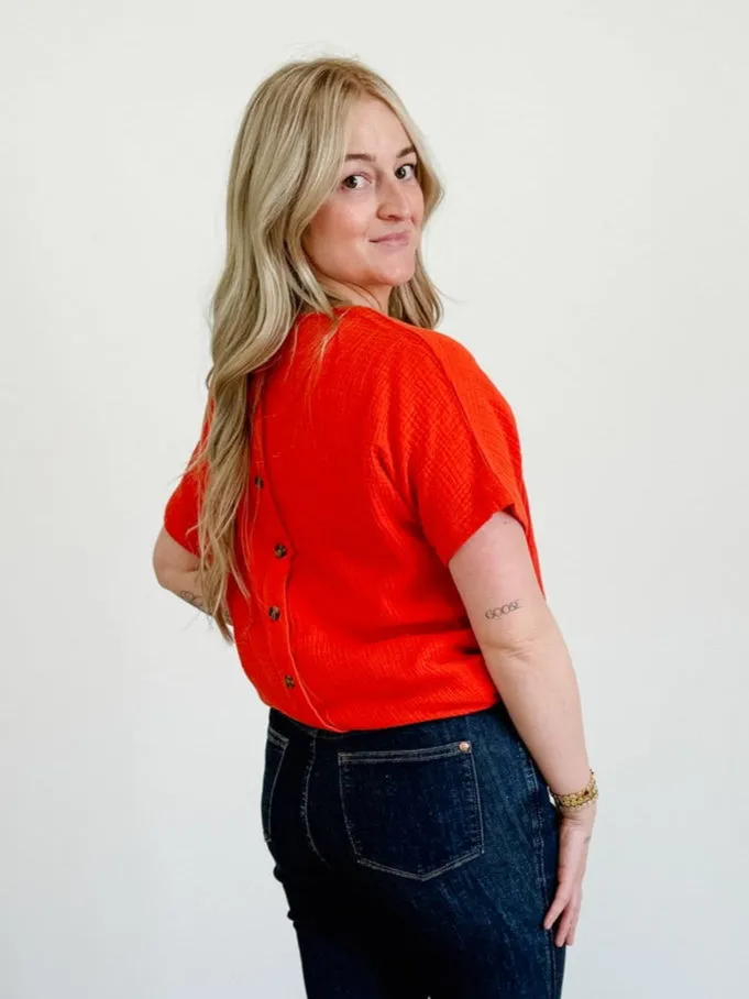 Apricot Button Back Tee