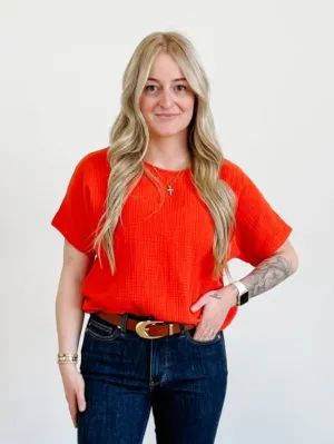 Apricot Button Back Tee