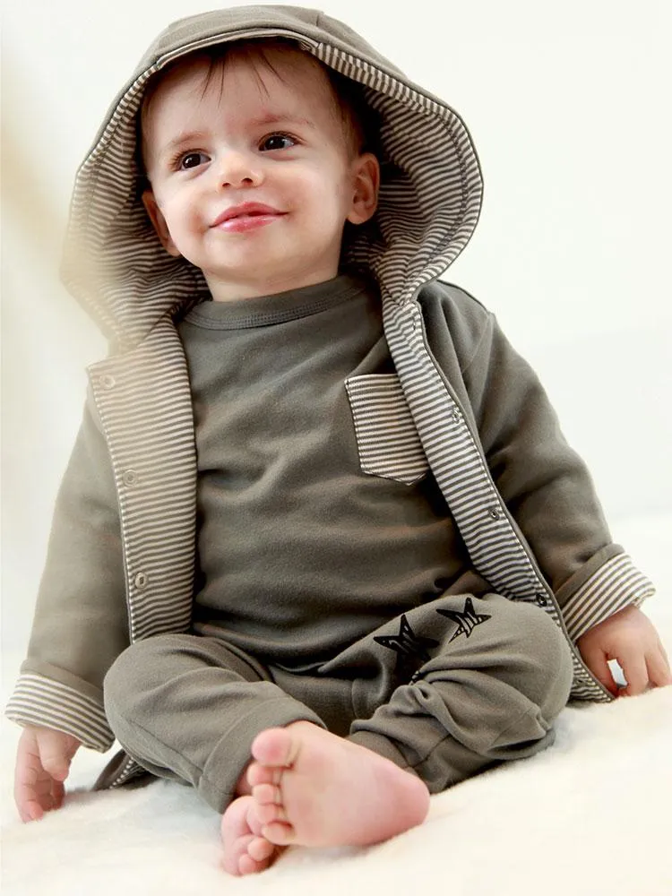 Artie - Baby and Toddler Stripes Grey Long Sleeve Top